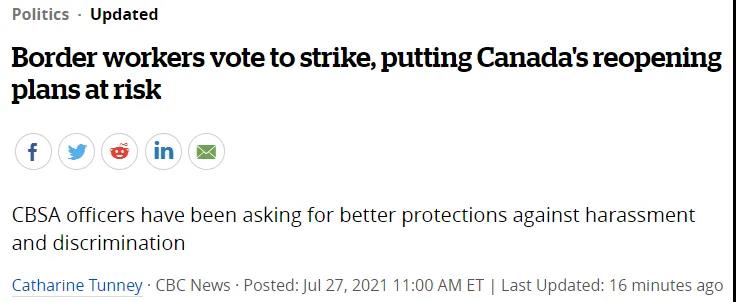 加拿大8500名邊境員工大罷工！港口、空運、跨境卡車和國際包裹造成延誤中斷