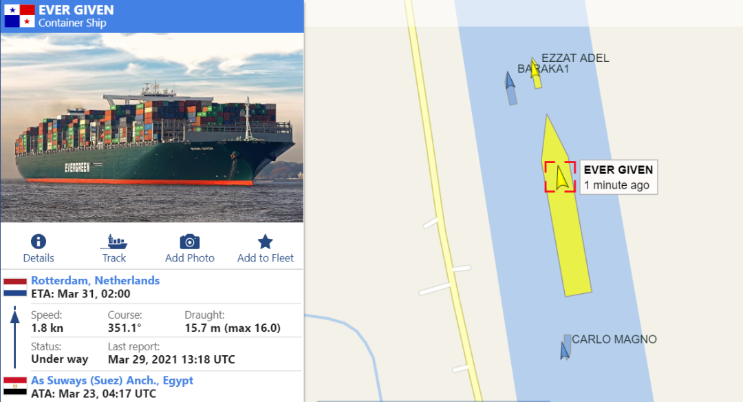 剛剛，蘇伊士運(yùn)河恢復(fù)通行，約500艘船舶等待過境，歐洲三大集裝箱港面臨大擁堵 