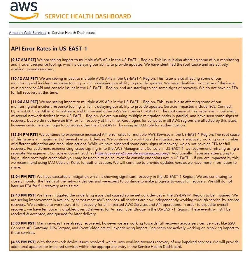 宕機(jī)7小時(shí)！亞馬遜系統(tǒng)全線崩潰癱瘓！包裹嚴(yán)重延誤警告......