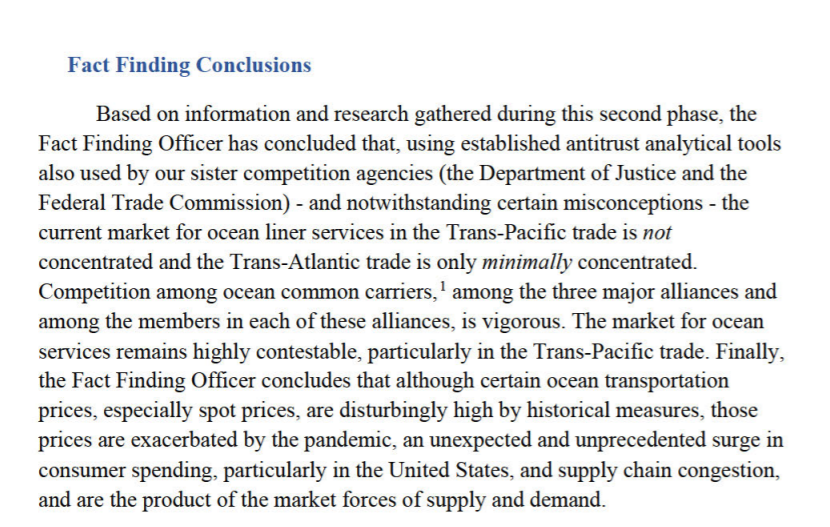 美國(guó)官方：航運(yùn)公司沒有勾結(jié)，集運(yùn)運(yùn)費(fèi)高企是超高需求所致
