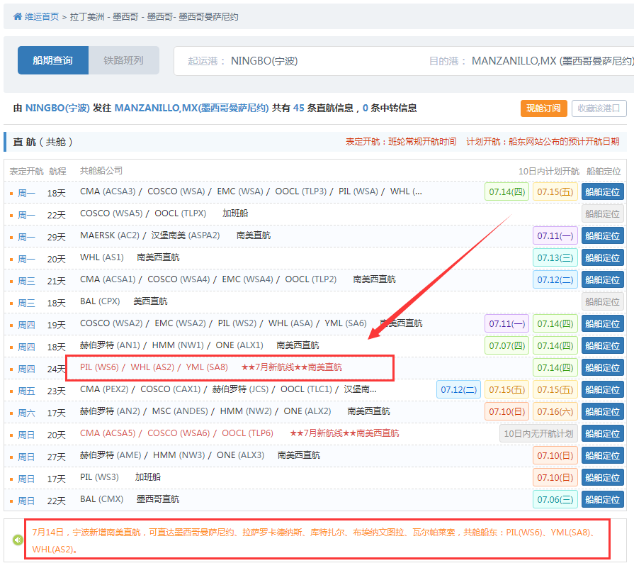 航線快訊！PIL和WHL、YML將推出全新南美西直航！7月13日首航