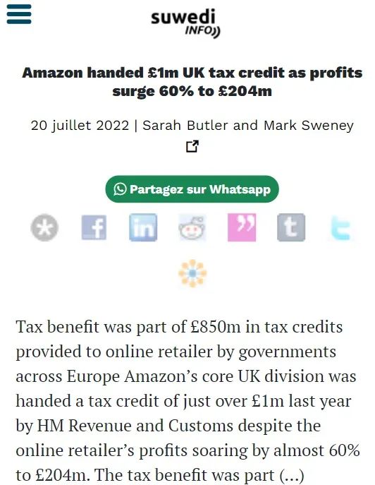 利潤(rùn)飆升近60%！亞馬遜獲100萬(wàn)英鎊稅收減免