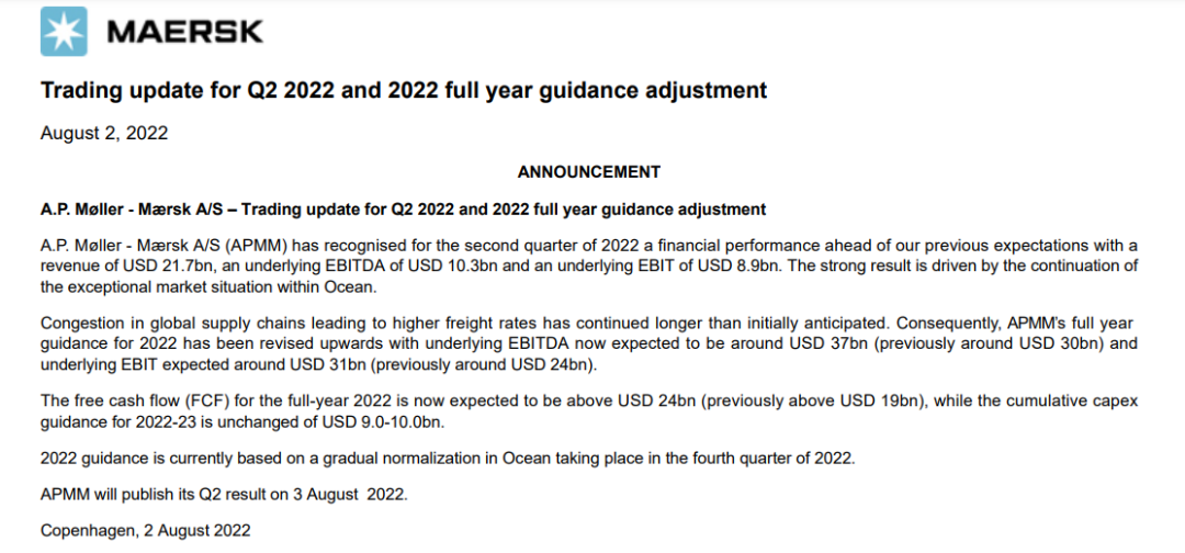 拜登又要眼紅了！全球航運(yùn)巨頭上調(diào)全年利潤指引至310億美元