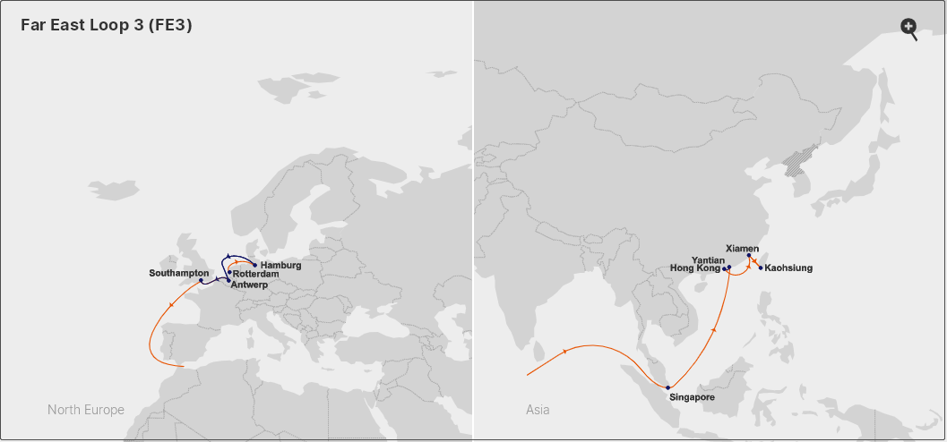 突發(fā)！一超大型集裝箱船與漁船相撞，船體受損！目的港包括我國多個主要港口