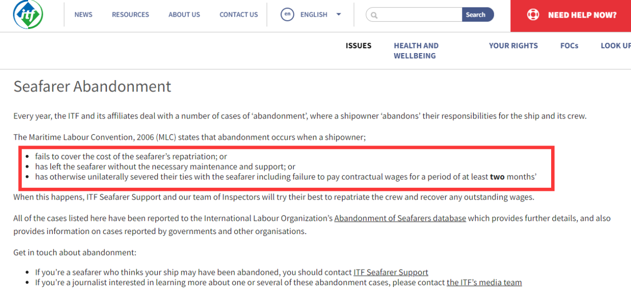 “有船東以疫情為借口，迫使海員長(zhǎng)時(shí)間勞動(dòng)”