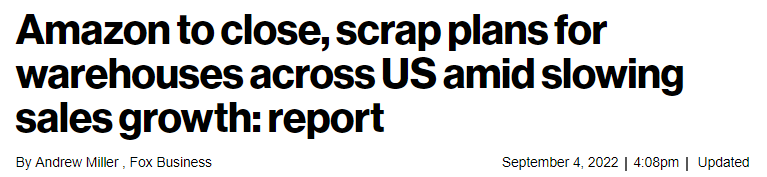 銷售增長放緩！亞馬遜將關(guān)閉42個(gè)倉庫，推遲21項(xiàng)倉庫計(jì)劃