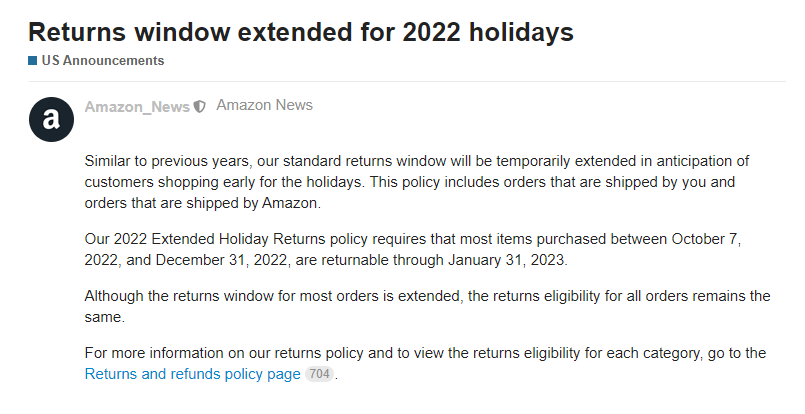 賣家狂吐槽！亞馬遜將延長(zhǎng)假日季退貨期