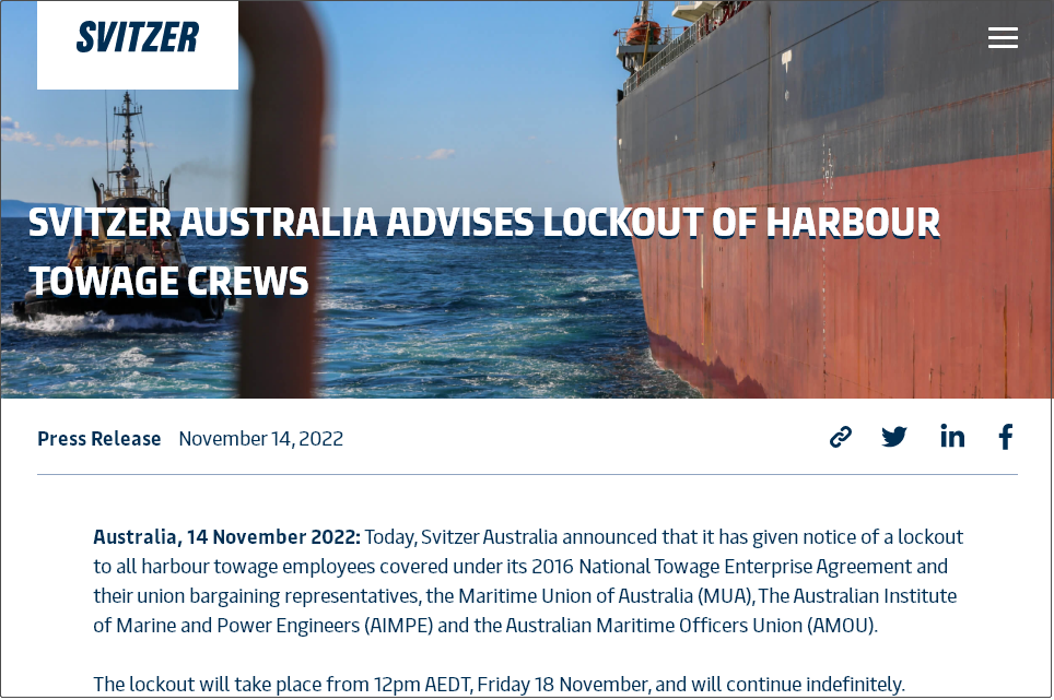 注意！該國(guó)最大拖輪公司要求所有員工無(wú)限期停工，17個(gè)港口將受影響