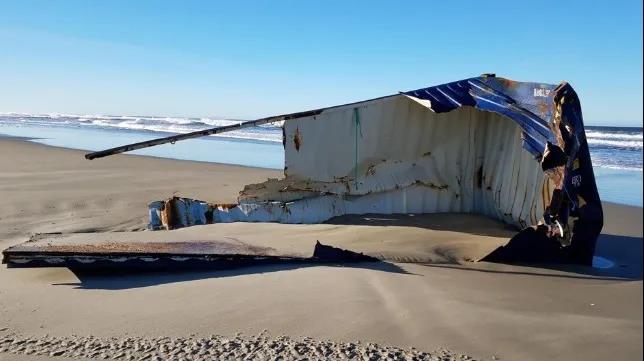 尷尬了！落水集裝箱沖上海灘卻不知是哪艘船上的...