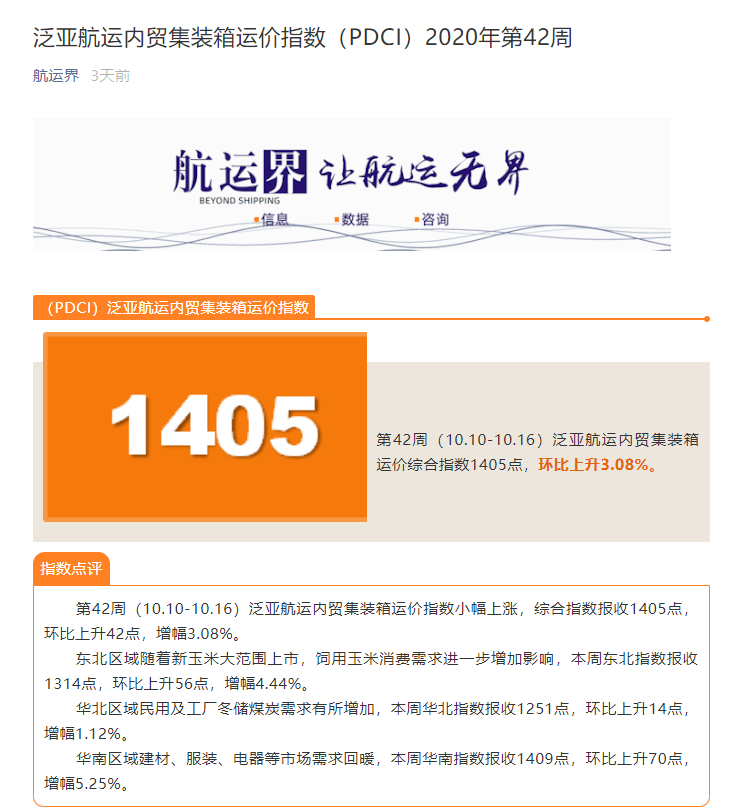 掌握內(nèi)貿(mào)集運(yùn)市場(chǎng)風(fēng)向標(biāo)，都在這個(gè)指數(shù)里了！