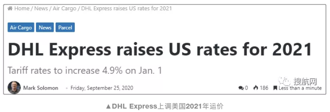 再上調(diào)！UPS附加費(fèi)大幅上漲，DHL Express運(yùn)價上調(diào)4.9％